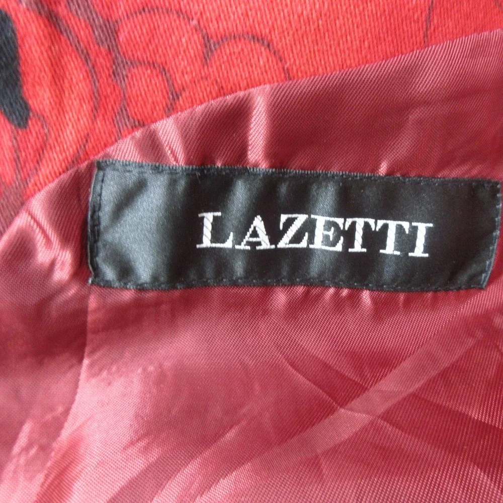 Lazetti Men Blazer Jacket Size M Red Black Abstract Floral Cotton 2-Button